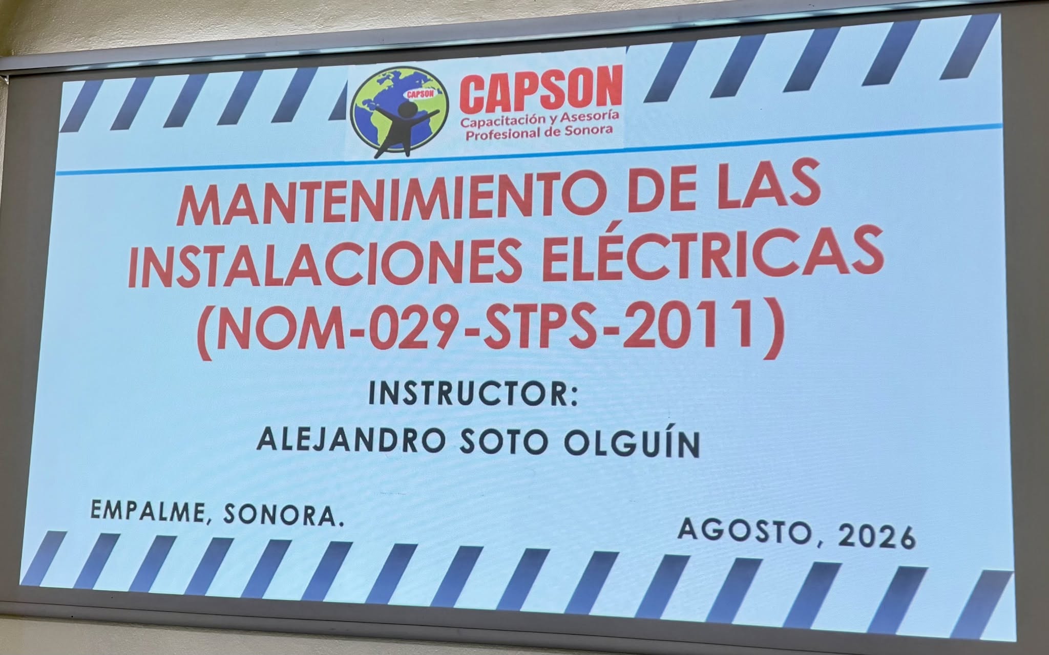 Curso de la NOM-029-STPS-2011: Mantenimiento de las instalaciones eléctricas – Condiciones de seguridad para personal operativo de la EDF Power Solutions, en Empalme, Sonora.